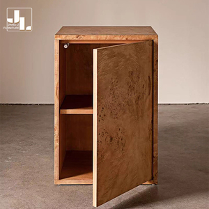 Mesita de noche rectangular de madera para dormitorio de Hotel de estilo nórdico con almacenamiento, Villa, <span class=keywords><strong>muebles</strong></span> de mesita de noche con textura de tumor de árbol de lujo - Product Image 5