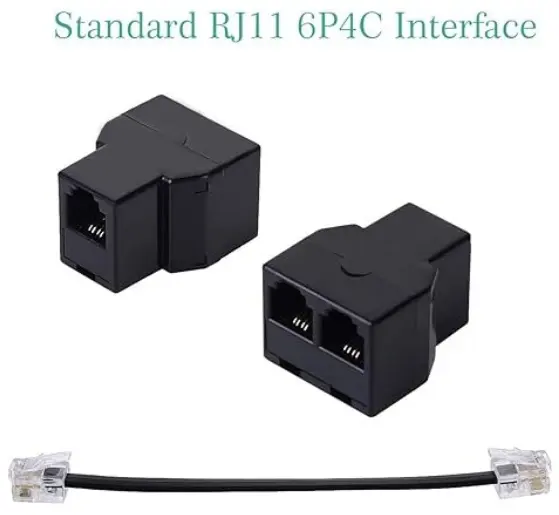 Factory Price RJ11 6P4C Male to 2 Way Female Socket Phone Splitter for Landline Telephone  Fax  DSL Modem