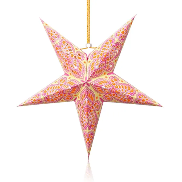 Interesting Bright Outdoor Decorative Hanging 7 Angles Purple Paper Star Light