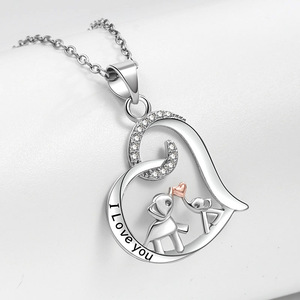Nouveau collier romantique en alliage de zinc, pendentif maman et petit éléphant, <span class=keywords><strong>je</strong></span> <span class=keywords><strong>t</strong></span>'<span class=keywords><strong>aime</strong></span>, en forme de cœur, cadeau de mariage - Product Image 5