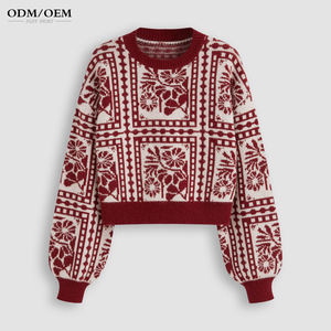 Suéter de Mujer, Elegante y Casual, de Cachemira, Suéter de Lana Tejida para Mujer, Jersey de Punto, Suéter con Estampado Geométrico Jacquard - Product Image 3