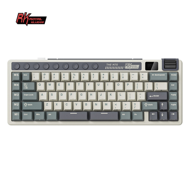 Royal Kludge RK M70 Mocha Grey 73 Key Tri-Mode Wireless With TFT Screen Gasket Mechanical Keyboard