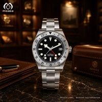 Montre mécanique automatique, boîtier tonneau, aiguilles lumineuses, verre saphir, bracelet en acier chirurgical, montre-bracelet pour homme