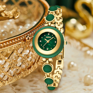 NIBOSI 2665, reloj para mujer, cristal verde, exquisita esfera pequeña, cadena de oro, relojes de cuarzo, resistente al agua, joyería elegante, reloj de pulsera - Product Image 1