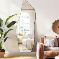 Miroir de maquillage mural LED pleine longueur anti-buée, écologique, en verre, 63x24 pouces, rectangulaire irrégulier, sans cadre, tactile