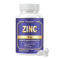 Rosebest Vente en Gros Marque Privée Saveur Naturelle et Colar 30mg Comprimés de Citrate de Zinc Pur pour la Santé Immunitaire et Cutanée