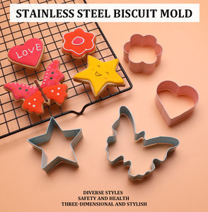 4 pièces épaissir 430 acier inoxydable <span class=keywords><strong>papillon</strong></span> coeur ustensiles de cuisson outils <span class=keywords><strong>emporte</strong></span>-pièce - Product Image 2