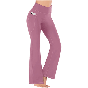 Pantaloni da Yoga a vita alta XXL pantaloni da <span class=keywords><strong>allenamento</strong></span> a vita incrociata Leggings morbidi a gamba larga traspiranti e increspati alla caviglia - Product Image 6