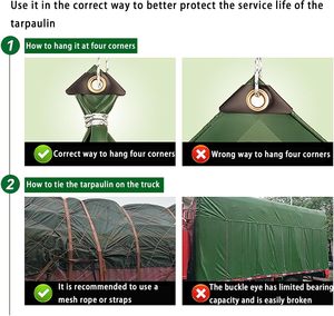 Bạt vải màu xanh lá cây với eyelets110 x 220 cm bạt hồ bơi hình chữ nhật bền thời tiết cho cắm trại và vườn ngoài trời - Product Image 2