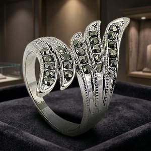 Anillo de Cóctel con Forma de Ala en Plata 925 con Baño de Rodio y Cristales de Circonita, Estilo Vintage, para Mujer, de R Art Palace - Product Image 2