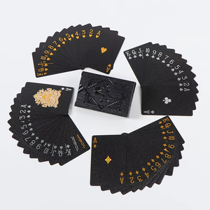Cartes à jouer de poker personnalisées avec logo, de haute qualité, en plastique noir lisse, imperméables, créatives, durables, plaquées or - Product Image 3