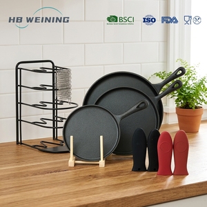 Ensemble <span class=keywords><strong>de</strong></span> 3 Plaques <span class=keywords><strong>de</strong></span> <span class=keywords><strong>Cuisson</strong></span> en Fonte Pré-assaisonnées, Convient à Tous les Types <span class=keywords><strong>de</strong></span> Plaques <span class=keywords><strong>de</strong></span> <span class=keywords><strong>Cuisson</strong></span>, Y Compris l'Induction, Ustensiles <span class=keywords><strong>de</strong></span> Cuisine d'Extérieur - Product Image 1