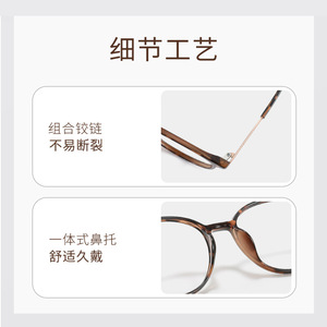 Montures de lunettes rétro écaille de tortue, monture ovale complète, légères, pour femmes, taille 210654, verres PC - Product Image 2