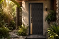 Porte d'entrée robuste en aluminium, moderne, avec incrustations dorées anthracite, isolée thermiquement, insonorisée et étanche à l'eau