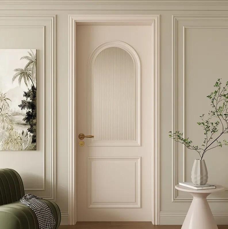 باب خشبي زجاجي تصميم داخلي أبواب خشبية فاخرة أبيض باب خشبي زجاجي مقوس لغرفة النوم
