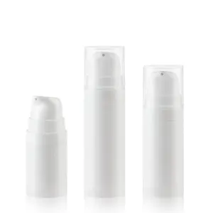 Mini ตัวอย่างขวด PP พลาสติกสีขาว5Ml Airless เครื่องสำอางค์ขวดปั๊มสำหรับโลชั่นเซรั่ม