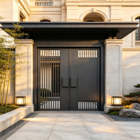 Portail de Villa à Double Battant en Alliage d'Aluminium Style Chinois Moderne Minimaliste à Commande Manuelle Modèle Chunyue 0366