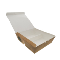 Boîte d'emballage pour restauration rapide au design créatif, 2, 3, 4, 5 compartiments, boîte à lunch en papier kraft, contenant à emporter avec couvercle