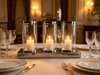 Porte-bougie Hurricane, élégant chandelier à tige haute, bougie pilier en option, taille et finition personnalisables pour table de mariage et décoration intérieure