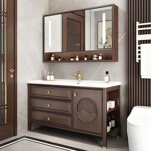 New Chinese style painted ceramic integrated basin bathroom cabinet floor-standing toilet side cabinet - Product Image 1