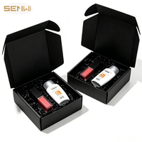 Boîte cadeau en carton ondulé noir avec logo personnalisé, laminage mat, recyclable, écologique, emballage pour cosmétiques, rouge à lèvres, soins de la peau
