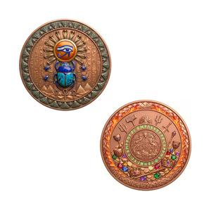 Moneda Egipcia Decorativa de Cobre Puro de 1oz, Redonda, de Doble Cara, con Tinte Intenso y Gérmenes del Ojo de Horus - Product Image 1