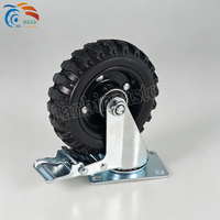 Roues pivotantes industrielles en caoutchouc de 5 pouces avec frein, capacité de 150 kg, pour chariots et chariots à outils en fer