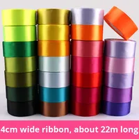 Ruban en satin polyester de 4 cm - Ruban en soie coloré haute densité pour l'emballage de roses et de bouquets faits à la main