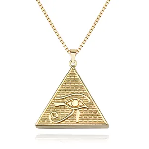 Ancient Egypt The Eye Of Horus Pendant Necklaces For Women And Men Gold Color Stainless Steel Round Jewelry Dropshipping