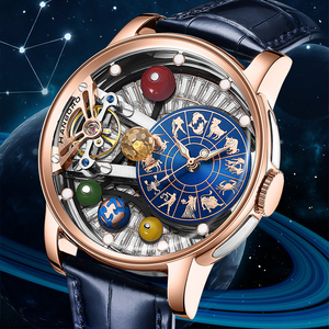 Nuovo Orologio Meccanico da Uomo con i Dodici Segni Zodiacali, Elementi del Sistema Solare, Design Planetario alla Moda - Product Image 1