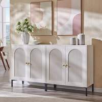 Buffet arqué cannelé de 34 po avec rangement et étagères réglables, naturel