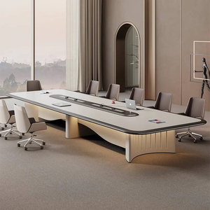 Table de conférence et chaises, bureau de réunion moderne et luxueux, table pour 12 personnes, grande table de salle avec prises électriques intégrées, boîte <span class=keywords><strong>à</strong></span> câbles intégrée - Product Image 3