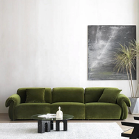Canapés Chesterfield en velours vert foncé, design moderne pour la maison, vente en gros à Foshan, combinaison de canapés minimalistes pour salon, canapé rétro français