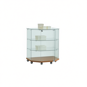 Vitrine moderne en verre 80x60x90cm avec porte verrouillable et roulettes pour rangement et exposition dans le salon - Product Image 2