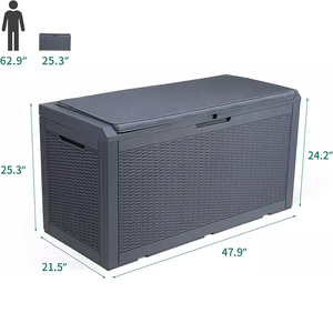 Contenedor de cubierta de plástico de gran capacidad, muebles de jardín al aire libre, caja de almacenamiento de alta resistencia, color negro, 100 galones - Product Image 1
