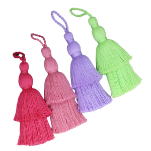 ZHONGXIU 12cm Double Layer Cotton <b>Tassel</b> <b>Fringe</b> Home Textile Hanging DIY Clothing Accessories Silk Beads for Garments Made China - Product Image 4