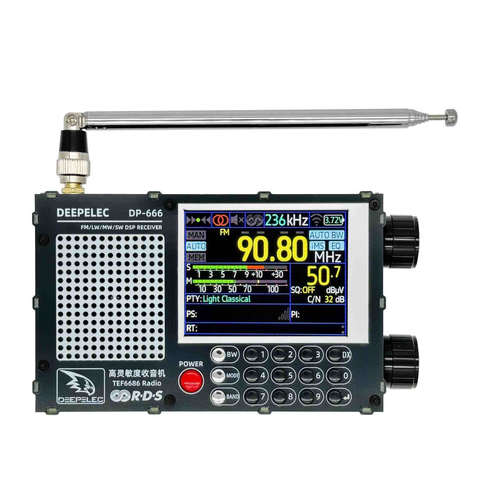 ホワイト/ブラック DP-666 TEF6686 FM/LW/MW/SWフルバンドラジオ DSP受信機