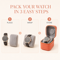 Boîte à montre simple en cuir PU personnalisée, étui de voyage portable avec fermeture éclair, coussin amovible en velours, emballage cadeau