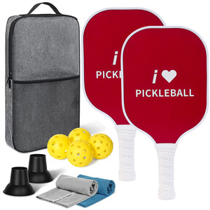 Raquettes de pickleball à face rouge en fibre de verre, antidérapantes, équipement de sport de plein air avec sac de transport pour adultes - Product Image 2
