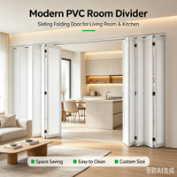 Porte coulissante pliante en PVC sur mesure avec isolation acoustique, cloison accordéon moderne blanche pour séparation salon-cuisine