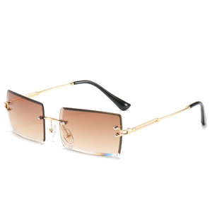 Sunglasses Wholesale Oversized square Trimming Metal <strong>Frame</strong> Rimless Eyewear <strong>Funky</strong> Style Groovy Sunglasses - Product Image 3