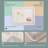 SUMKOKA Contenant alimentaire jetable en bagasse de canne à sucre 700 ml, compatible micro-ondes, biodégradable, boîte à lunch rectangulaire à emporter