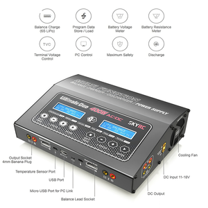 Chargeur double balance AC/<span class=keywords><strong>DC</strong></span> SKYRC D400 400W 20A 1-7S LiPo LiHV LiFe NiMH Pb avec alimentation 150W pour drone et voiture RC - Product Image 3