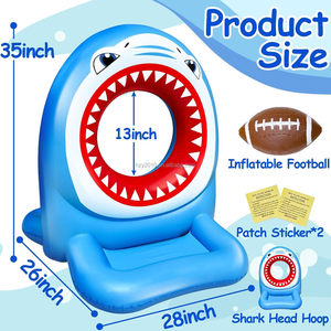 Shark Pool Toys Flying Disc Target Toss Juegos de piscina Set Inflable Football Hoop Ring Toss para niños - Product Image 3