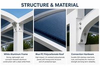 Cochera Doble de Aluminio Reforzado con Techo Impermeable para 2 Autos, para Exteriores, Patio de Villa, Entrada de Vehículos