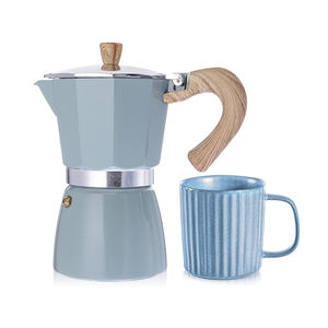 Cafetera expreso clásica profesional de aluminio, <span class=keywords><strong>Moka</strong></span> italiana con mango de madera - Product Image 1