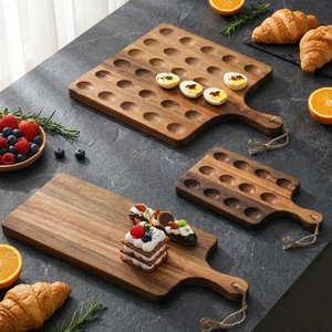 Plateau de service en bois d'acacia véritable pour œufs farcis, 12 et 25 trous, grande capacité, pour les réunions de famille - Product Image 2
