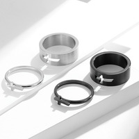Nouvelle bague de mariage en acier inoxydable noir pour couple, motif croix d'amour, ensemble de bagues pour homme et femme