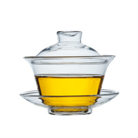 Gaiwan en verre chinois transparent de 150 ml (5 oz), tasse à thé traditionnelle Kongfu, service à thé classique avec couvercle et soucoupe