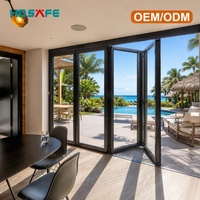 Porte pliante en aluminium de style américain moderne avec verre trempé, porte patio pliante, fabricant OEM